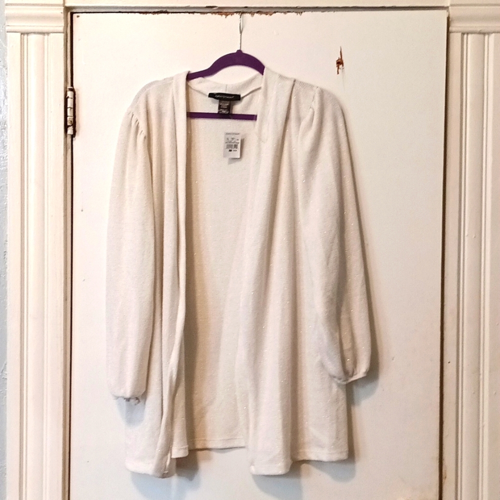 Ashley Stewart cream sweater cardigan. Size (18/20).